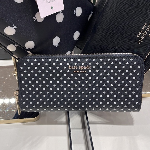 Kate Spade Spencer Metallic Dot Slim Continental Wallet in Black Multi k4546 - Picture 2 of 16